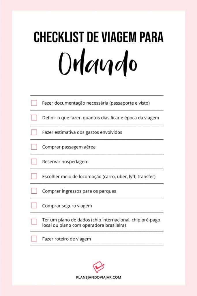Viagem para Orlando em 10 passos - checklist
