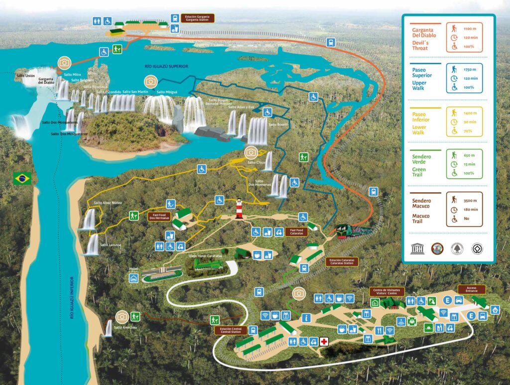 Mapa do parque nacional do Iguazú